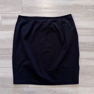 Eileen Fisher Pencil Skirt Plus Sz 2X Tencel Stretch Ponte BLACK Italian Yarn